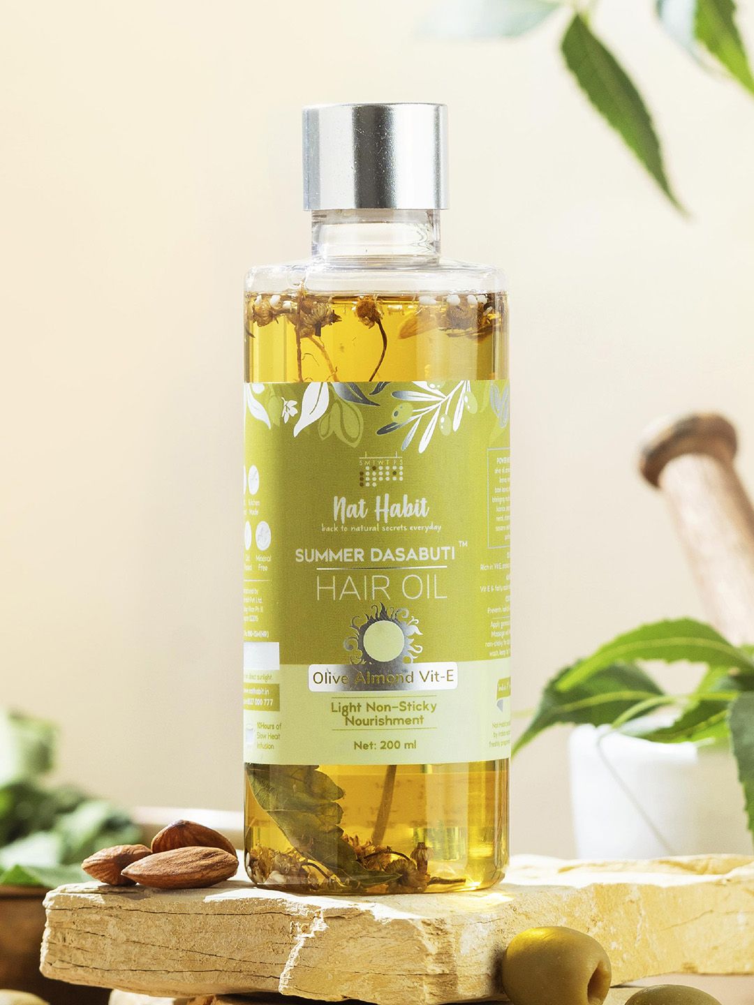 Nat Habit Olive Almond Vit-E Summer Dasabuti Light  Non-Sticky Hair Oil- 200ml