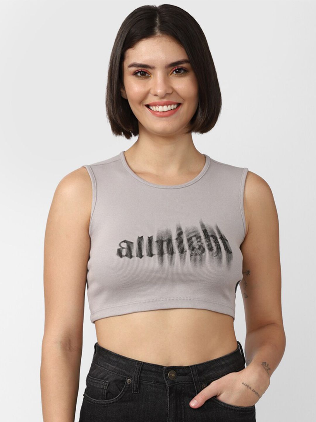 FOREVER 21 Women Printed Crop Top Price in India