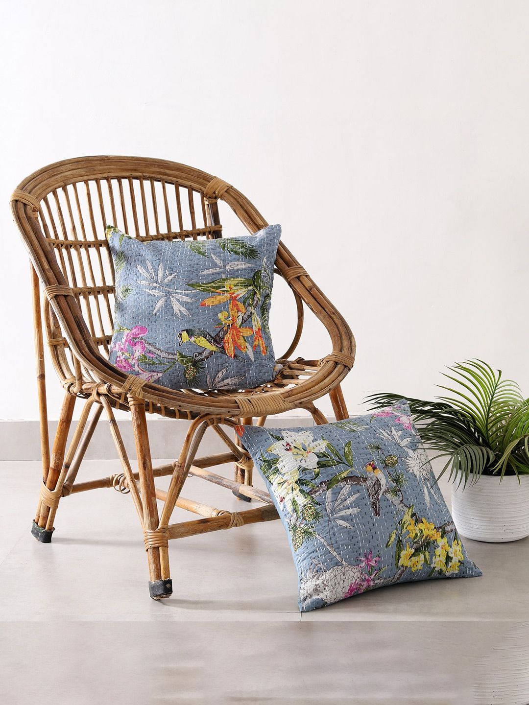 HANDICRAFT PALACE Pack of 2 Cotton Printed Square Cushion Covers Price in India