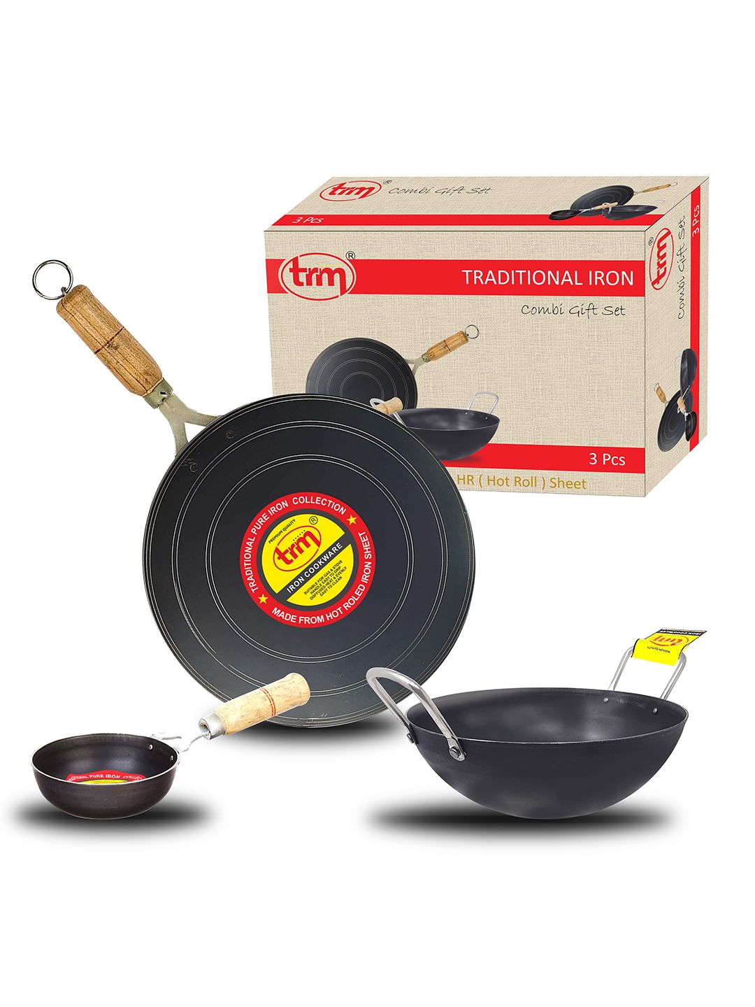 TRM Set of 3 Pure Iron Cookware Combo Gift Set Price in India