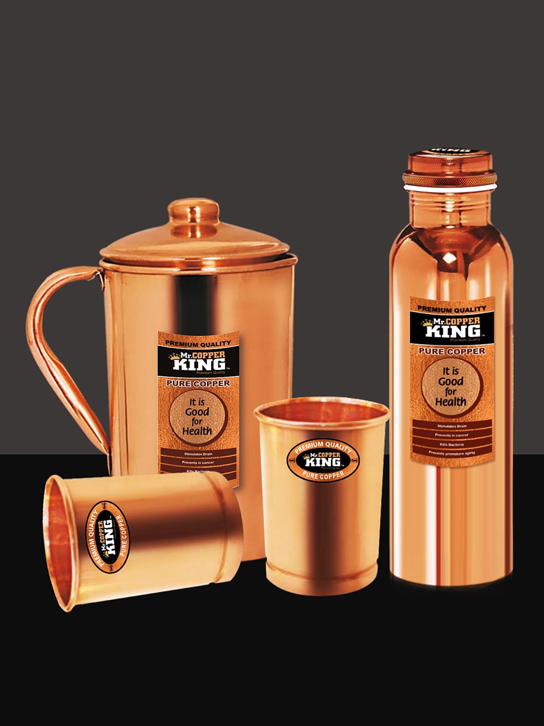 MR. COPPER KING 4 Pieces Combo Set Copper Drinkware Price in India