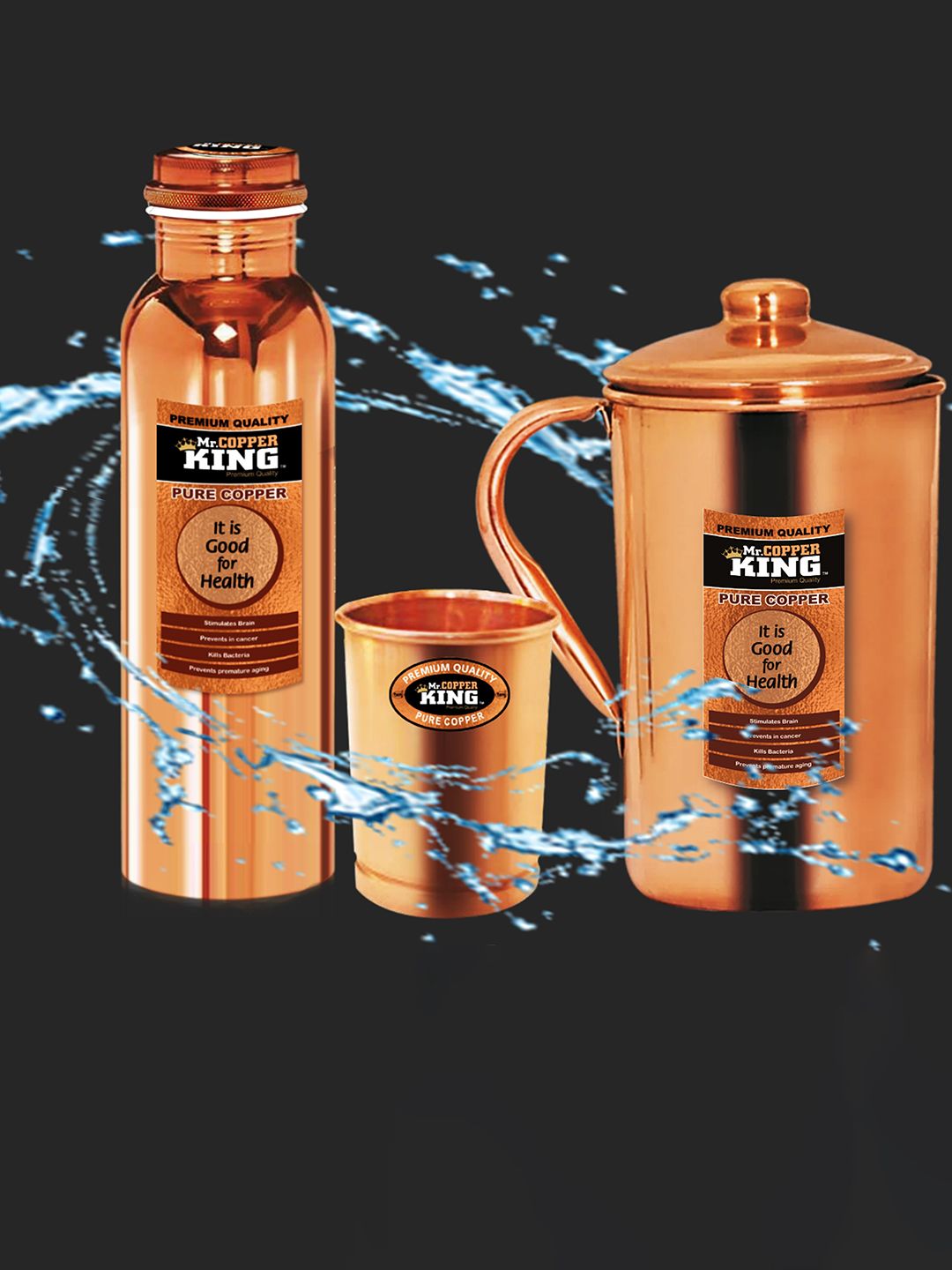 MR. COPPER KING Set Of 6 Combo Copper Drinkware Price in India