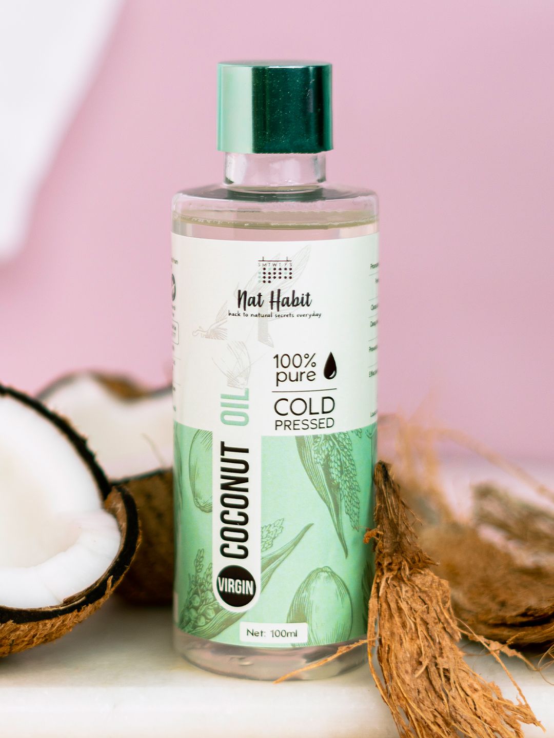 Nat Habit 100% Pure Cold Pressed Virgin Coconut Oil for Deep Moisturisation - 100 ml