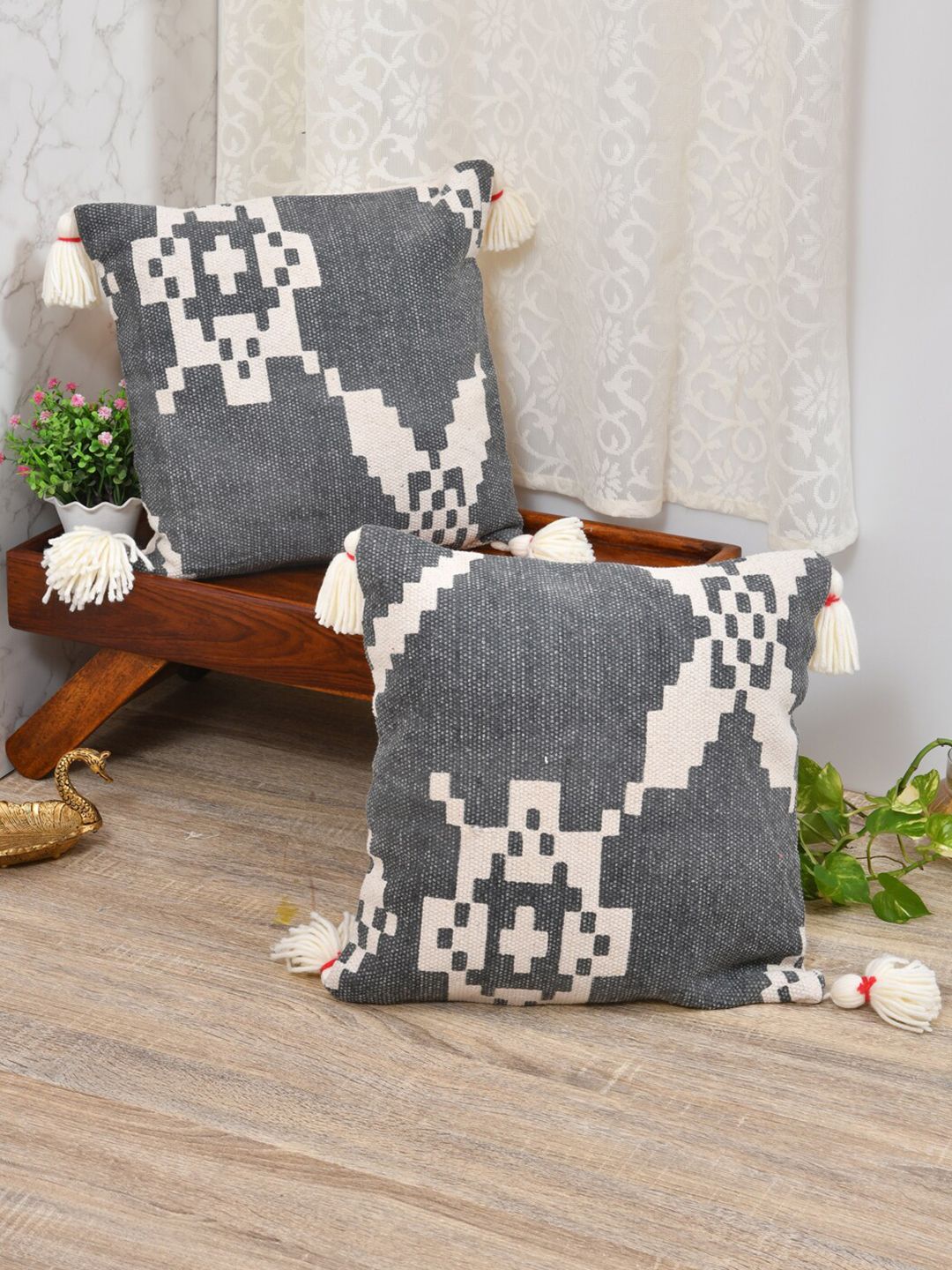 Gulaab Jaipur  Set of 2 Abstract Square Cushion Covers Price in India