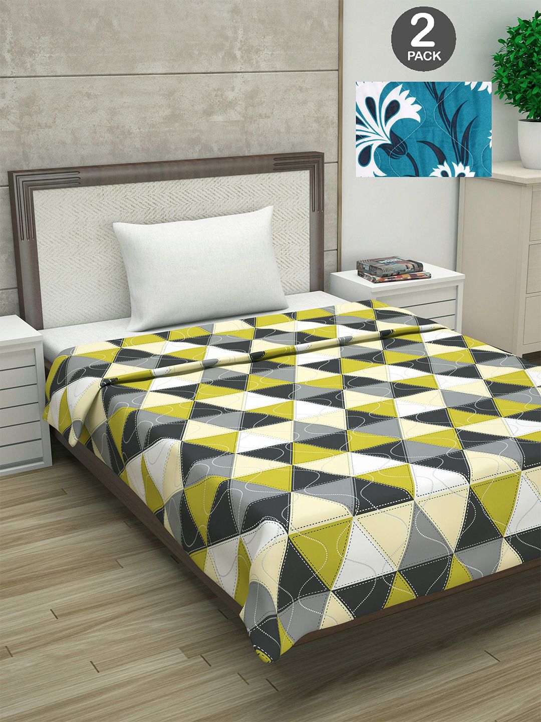 Divine Casa Set of 2 Geometric Printed Mild Winter 120 GSM Single Bed Comforter Price in India