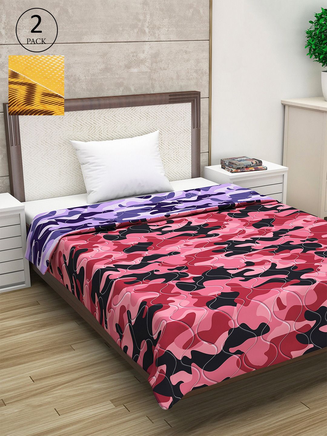 Divine Casa Abstract Printed Set of 2 Mild Winter 120 GSM Single Bed Comforter Price in India