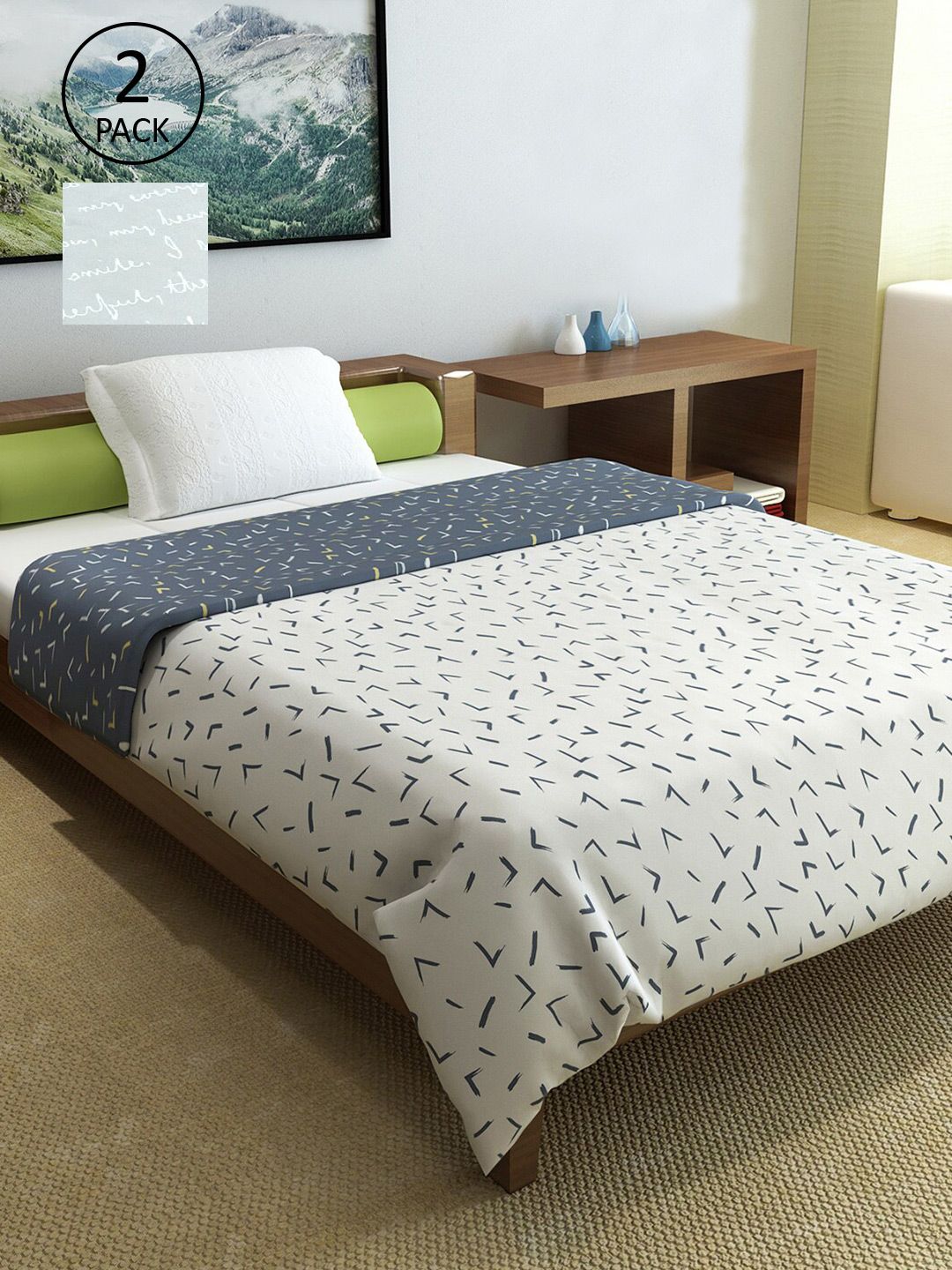 Divine Casa Set of 2 Abstract Printed Mild Winter 120 GSM Single Bed Comforter Price in India