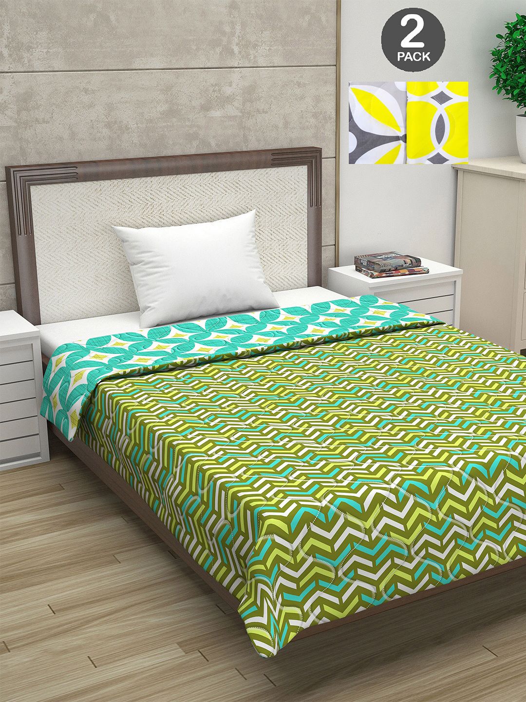 Divine Casa Set of 2 Abstract Printed Mild Winter 120 GSM Single Bed Comforter Price in India