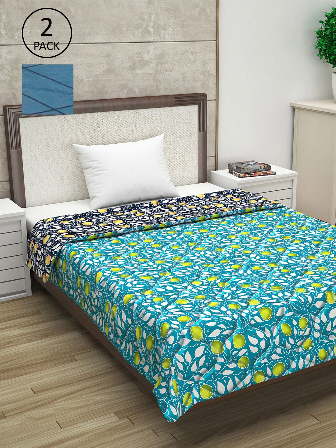 Divine Casa Set of 2 Abstract Printed Mild Winter 120 GSM Single Bed Comforter Price in India