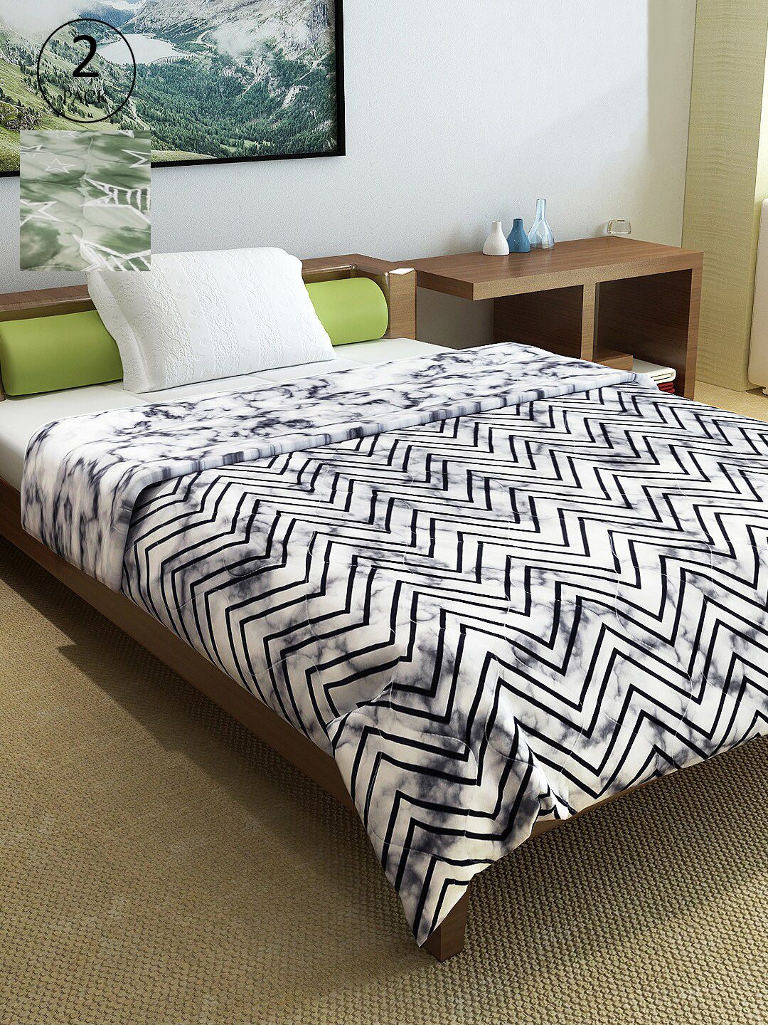 Divine Casa Set of 2 Abstract Printed Mild Winter 120 GSM Single Bed Comforter Price in India