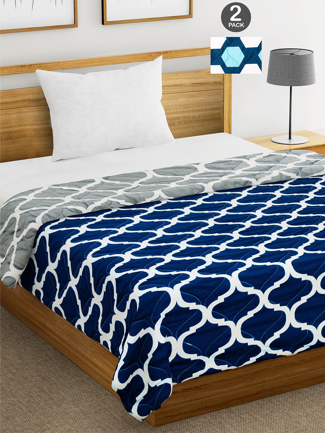 Divine Casa Set of 2 Abstract Printed Mild Winter 120 GSM Single Bed Comforter Price in India