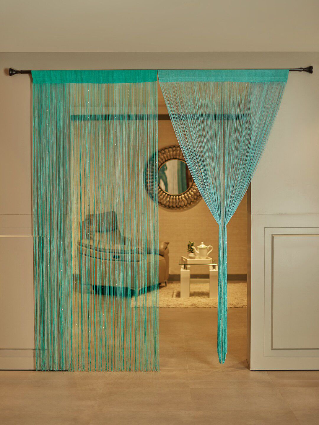 HomeTown Embellished Decorative String Sheer Door Curtain Price in India