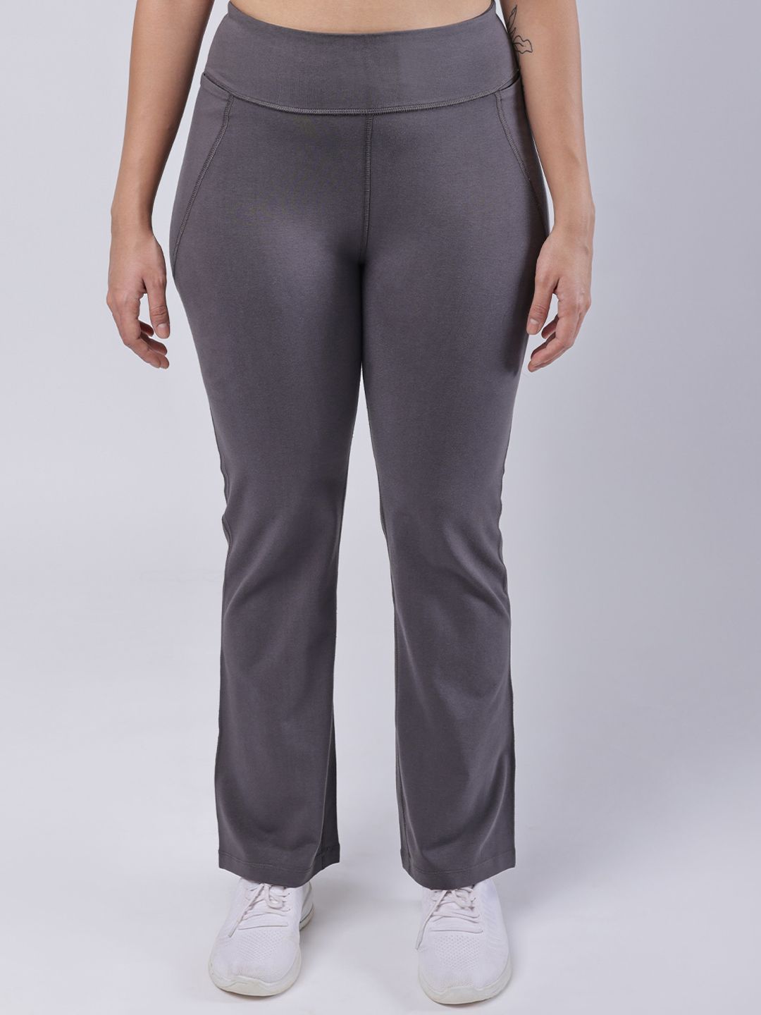 BlissClub Plus Size Solid Bootcut Flared Track Pants Price in India