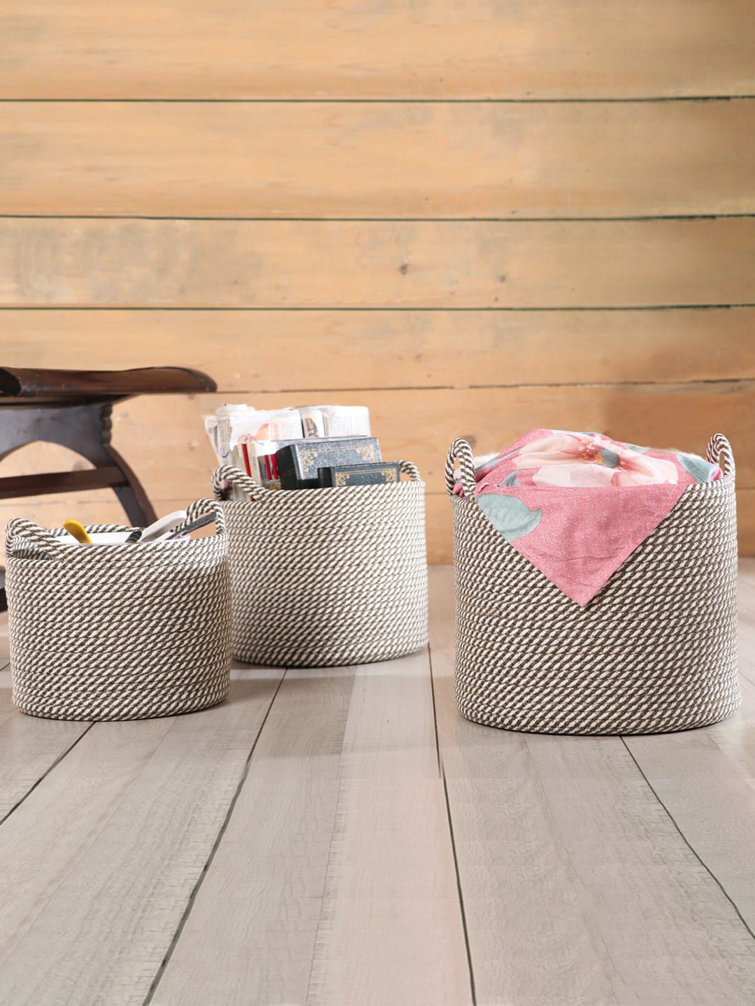 Pano Self-Design Round Storage Bamboo Basket Price in India