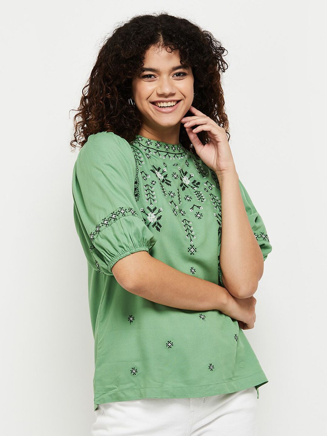 max Embroidered Regular Top Price in India