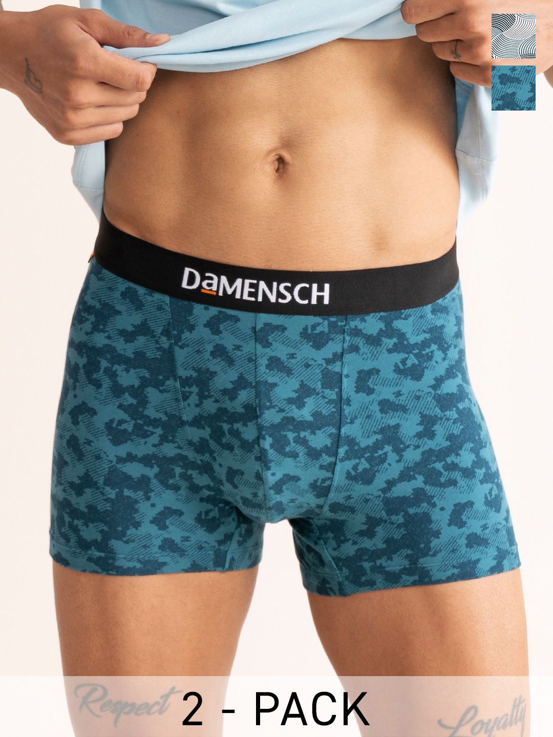 DAMENSCH Men Pack of 2 Deo-Cotton Men Anti-Bacterial Moisture-Free Trunks
