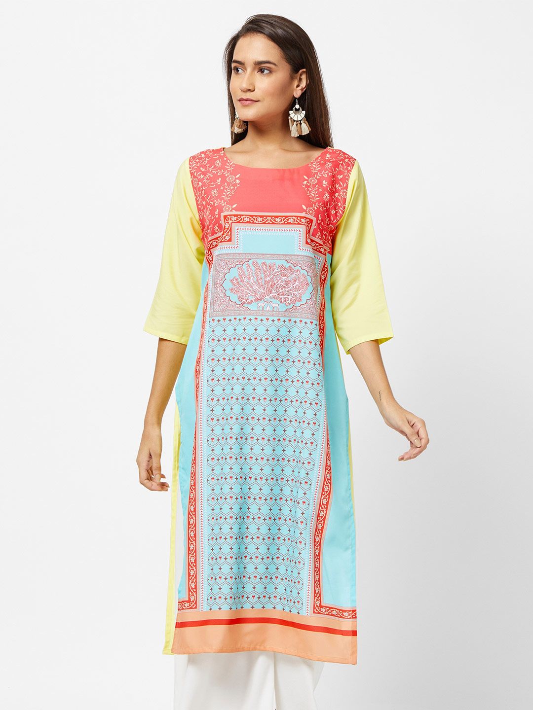 Jevi Prints Women Ethnic Motifs Printed Crepe Kurta Price in India