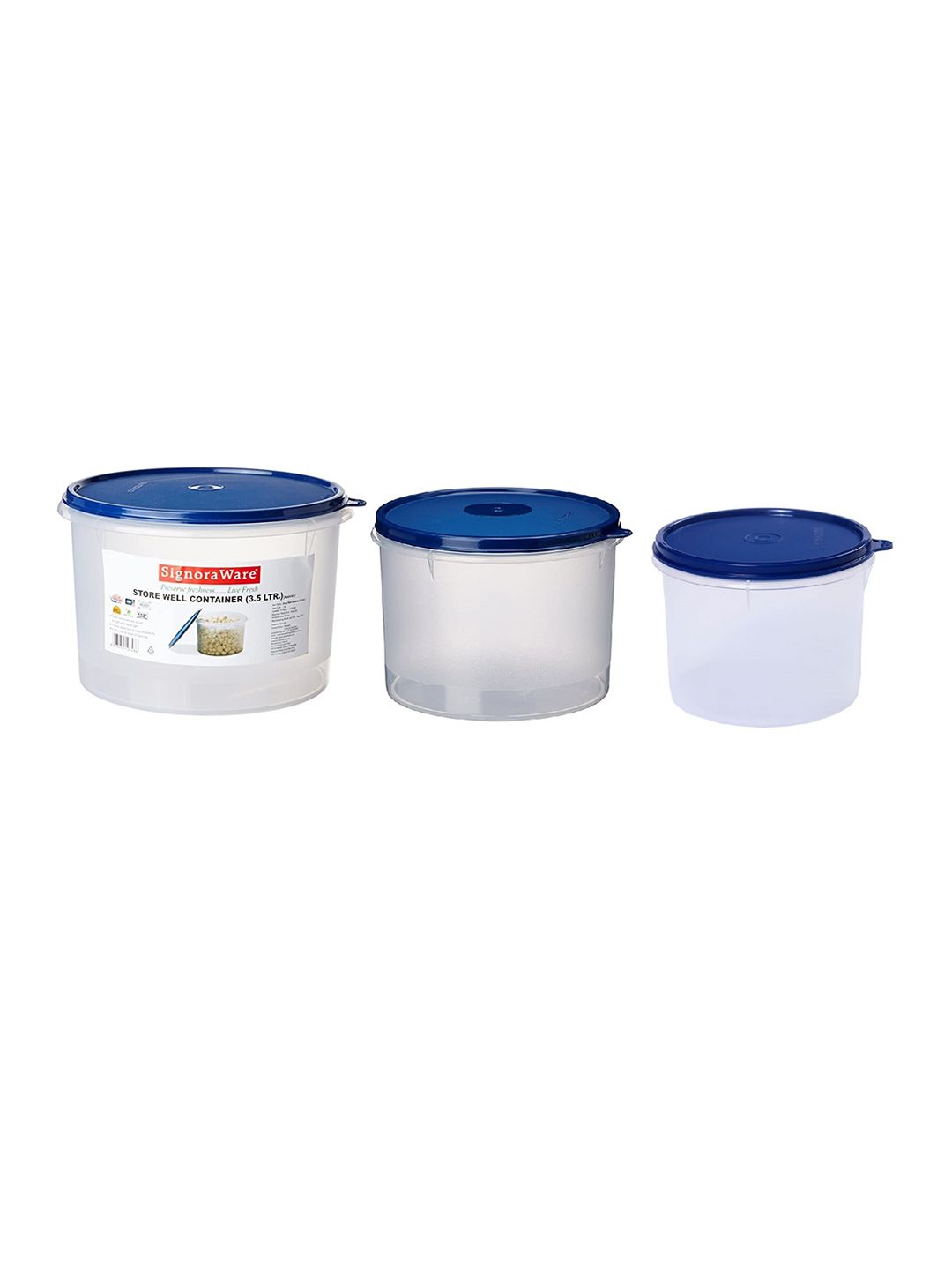 SignoraWare Set Of 3 Transparent Solid Container Set 1.1L+2.5L+3.5L Price in India