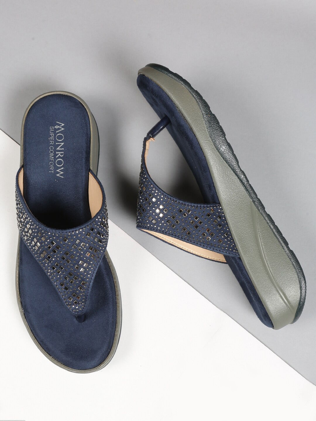 Monrow Women Embellished T-Strap Flats Price in India