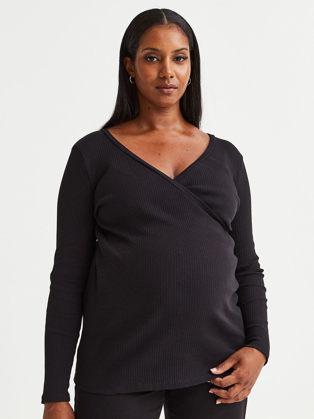 H&M Women Mama Before & After Ribbed Jersey Top Price in India