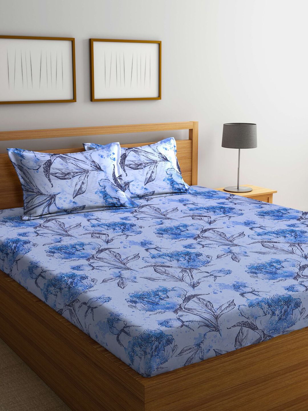 BOMBAY DYEING Printed 100TC Cotton Double Bedsheet with 2 Pillow Covers Price in India