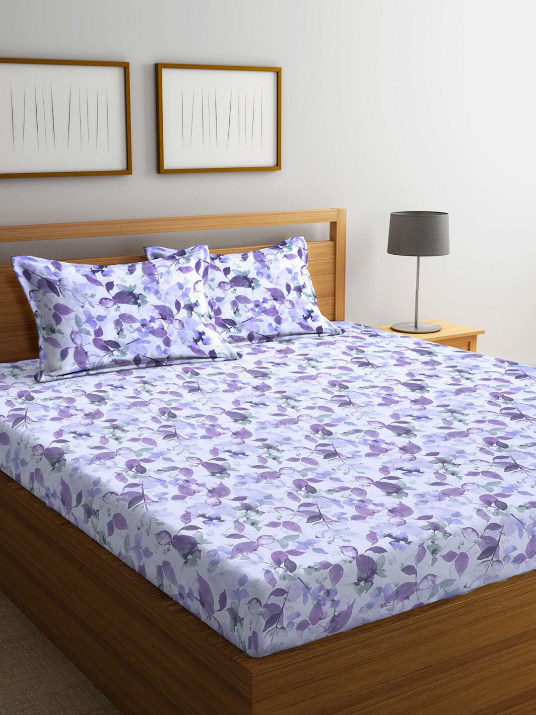 BOMBAY DYEING Floral Printed 144 TC Cotton King Bedsheet with 2 Pillow Covers Price in India