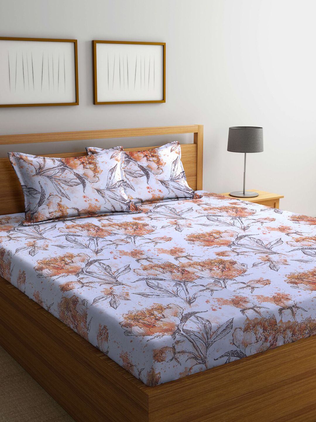 BOMBAY DYEING Floral Printed 100 TC Cotton Queen Bedsheet with 2 Pillow Covers Price in India