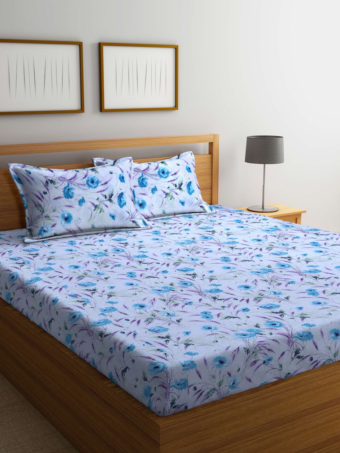 BOMBAY DYEING Floral 144 TC Cotton King Bedsheet with 2 Pillow Covers Price in India