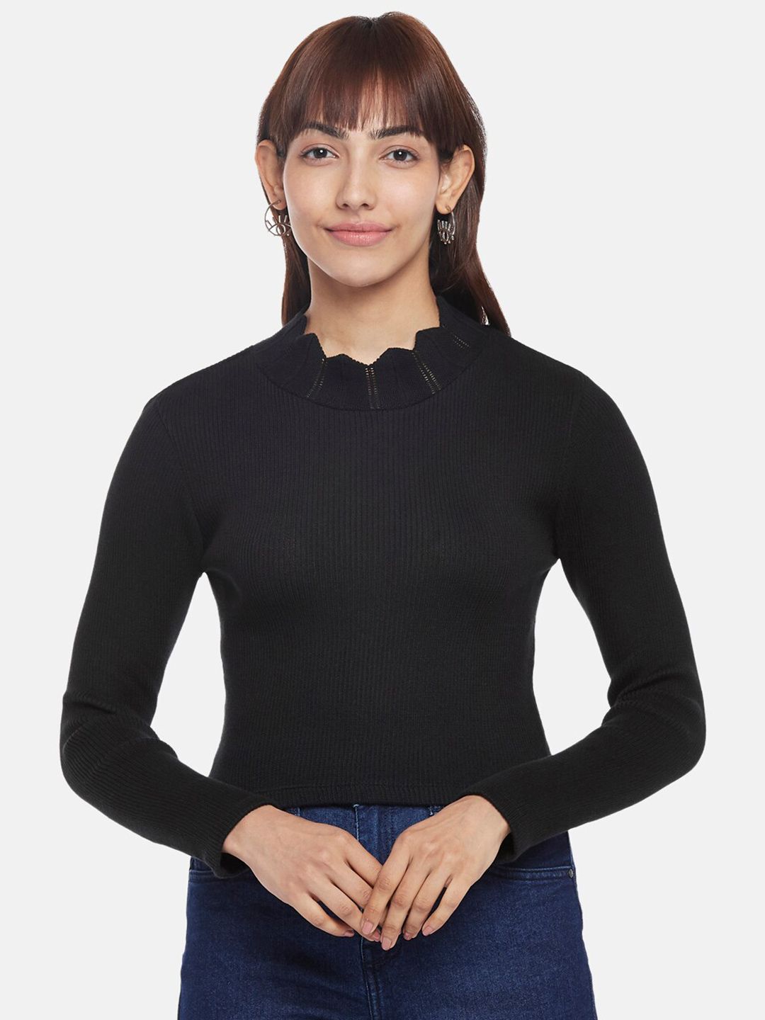 People Black Solid Top Price in India