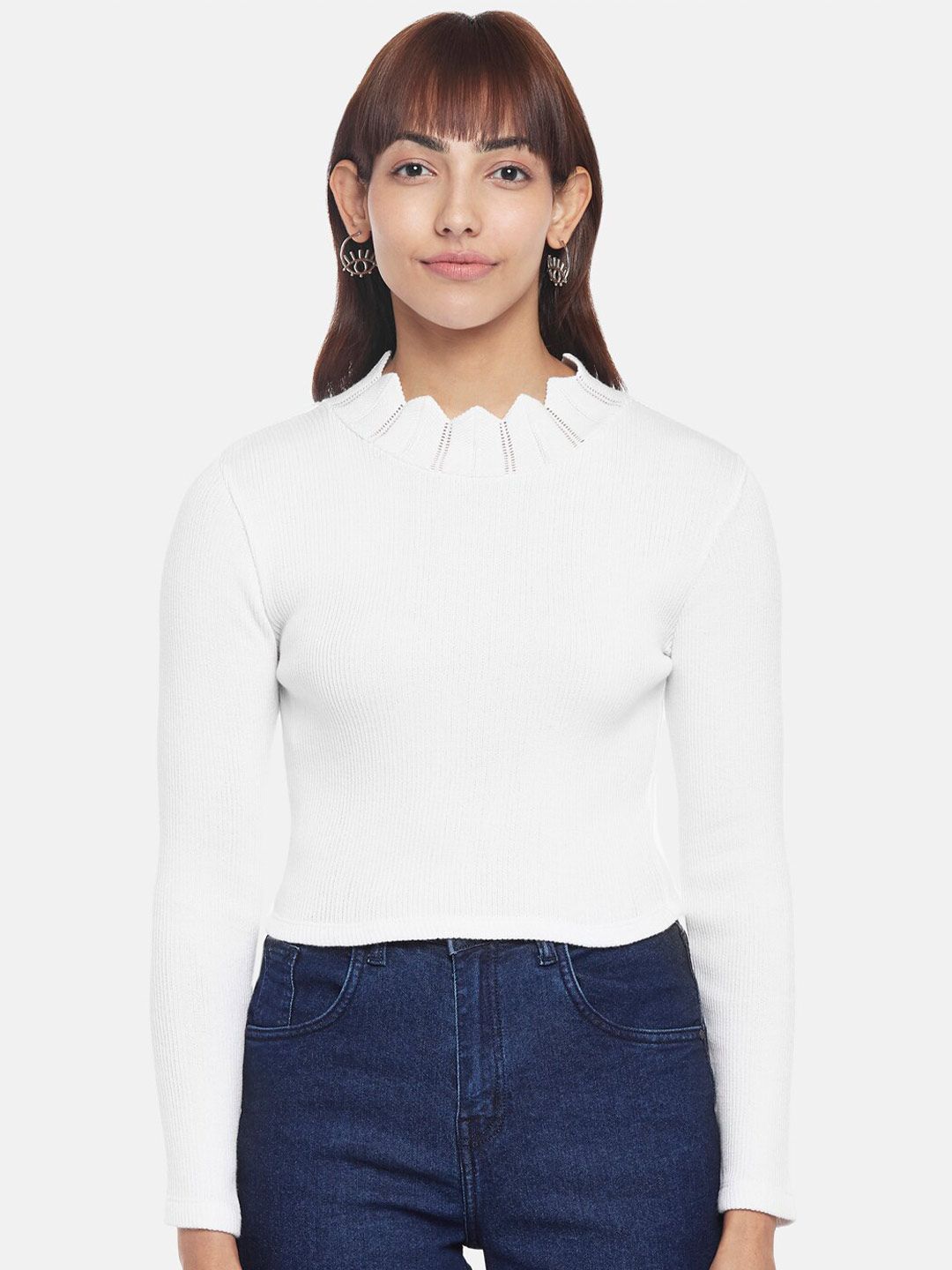 People Women Off White Solid Top Price in India