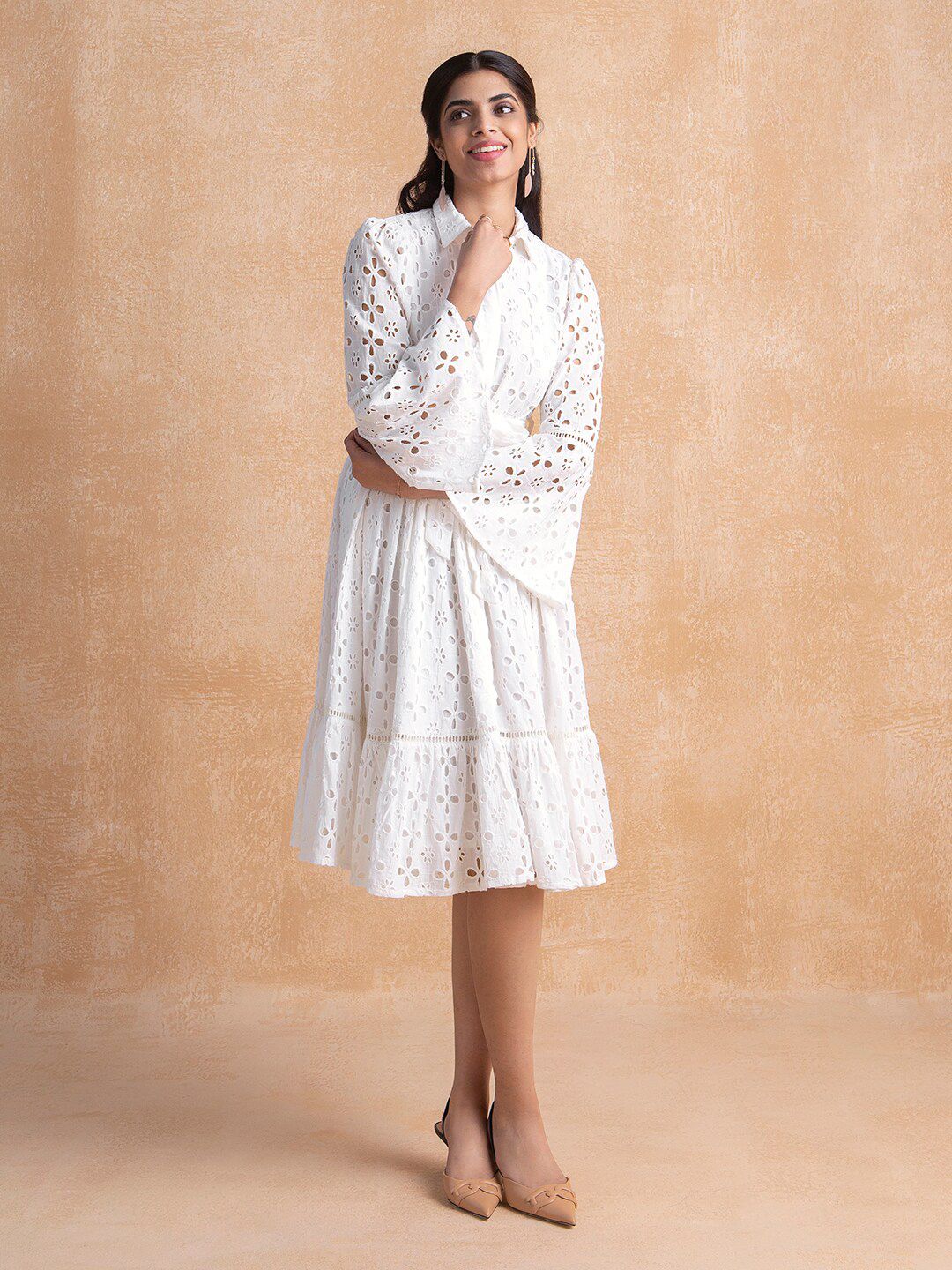 Femella Cotton Schiffli Shirt Dress Price in India