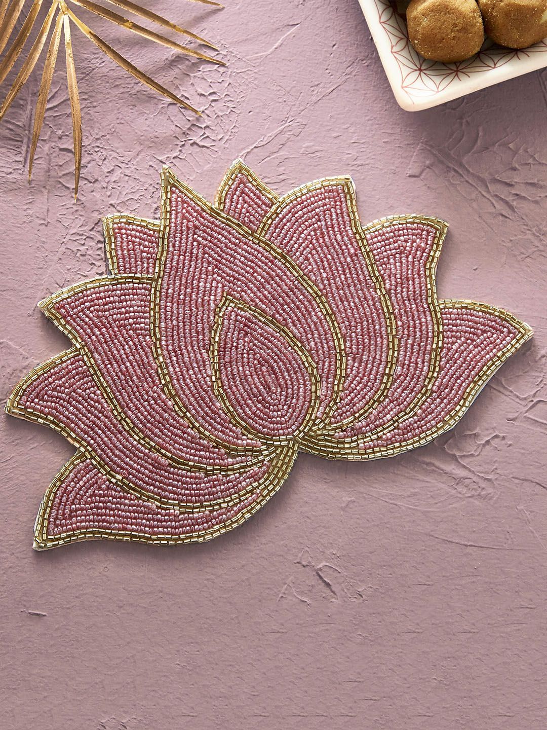 Home Centre Pink Embellished Glass Lotus Trivet Price in India