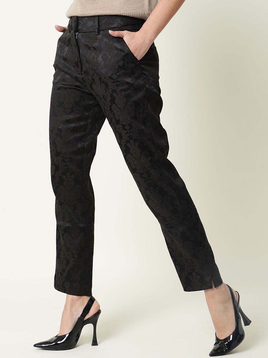 RAREISM Solid Black Trousers Price in India