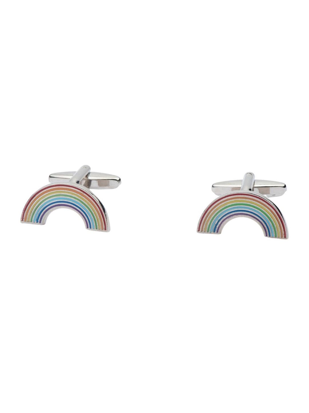 The Tie Hub Men Silver-Toned & Green Quirky Cufflink