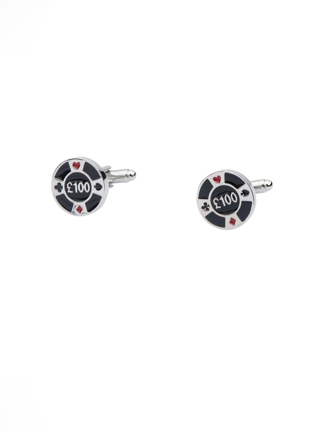 The Tie Hub Men Silver-Toned & Black Quirky Cufflink