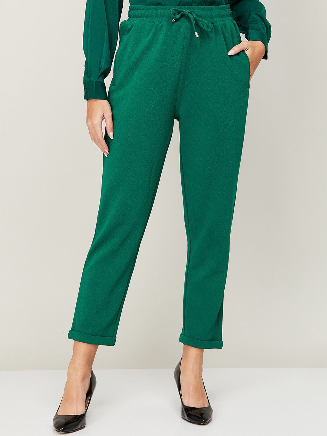 Fame Forever by Lifestyle Women Green Trousers Price in India