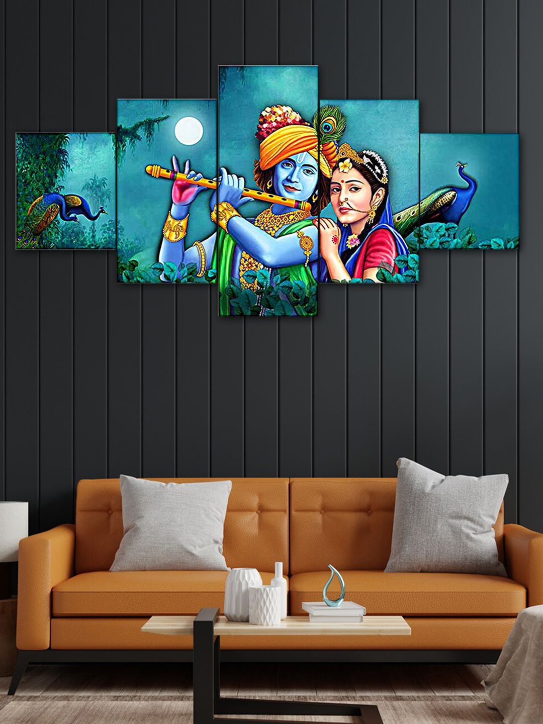Perpetual Set Of 5 Radha Krishna Paintings Wall Art Price in India