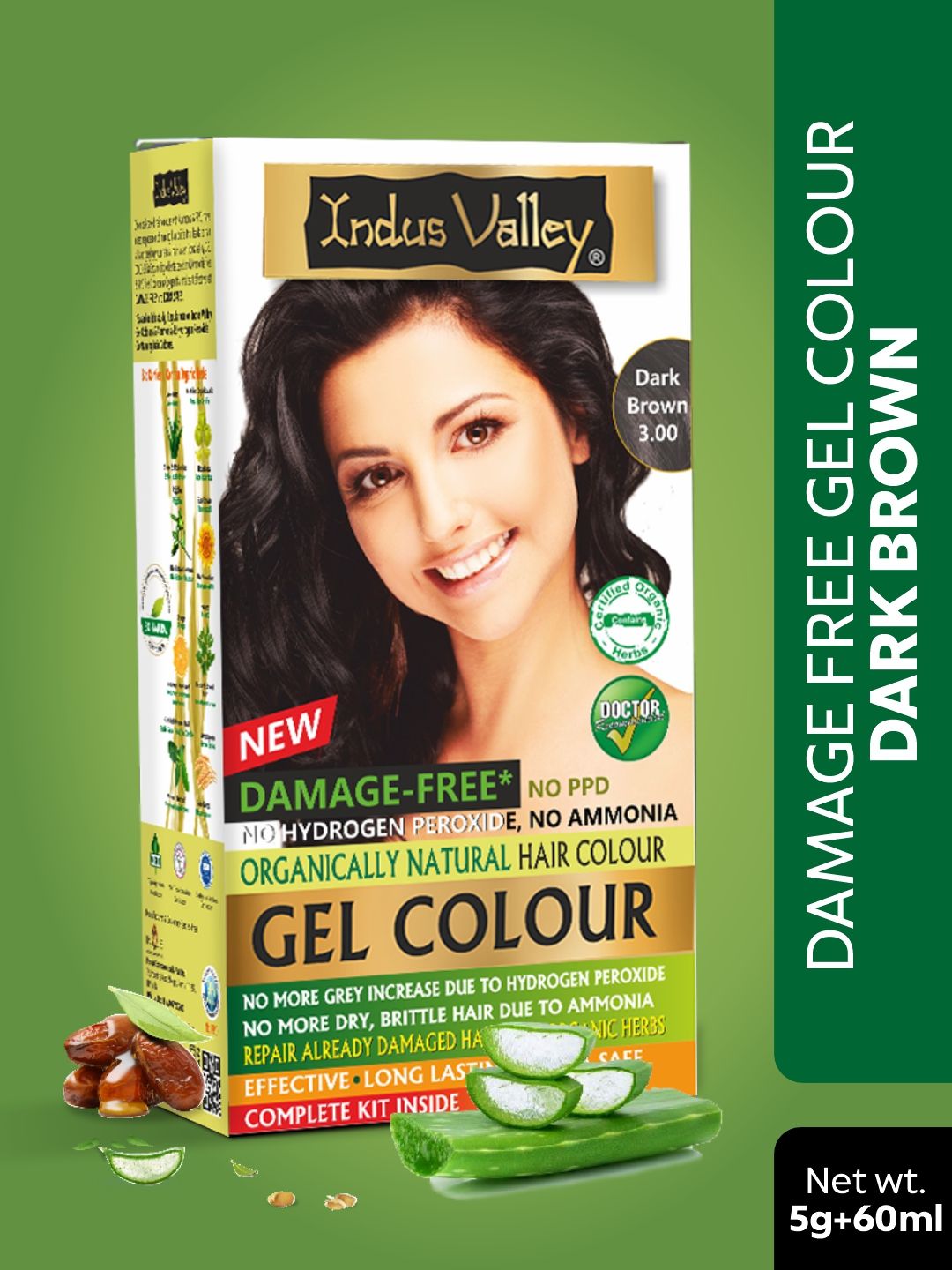 Indus Valley Damage Free Gel Hair Colour 65 g - Dark Brown 3.0