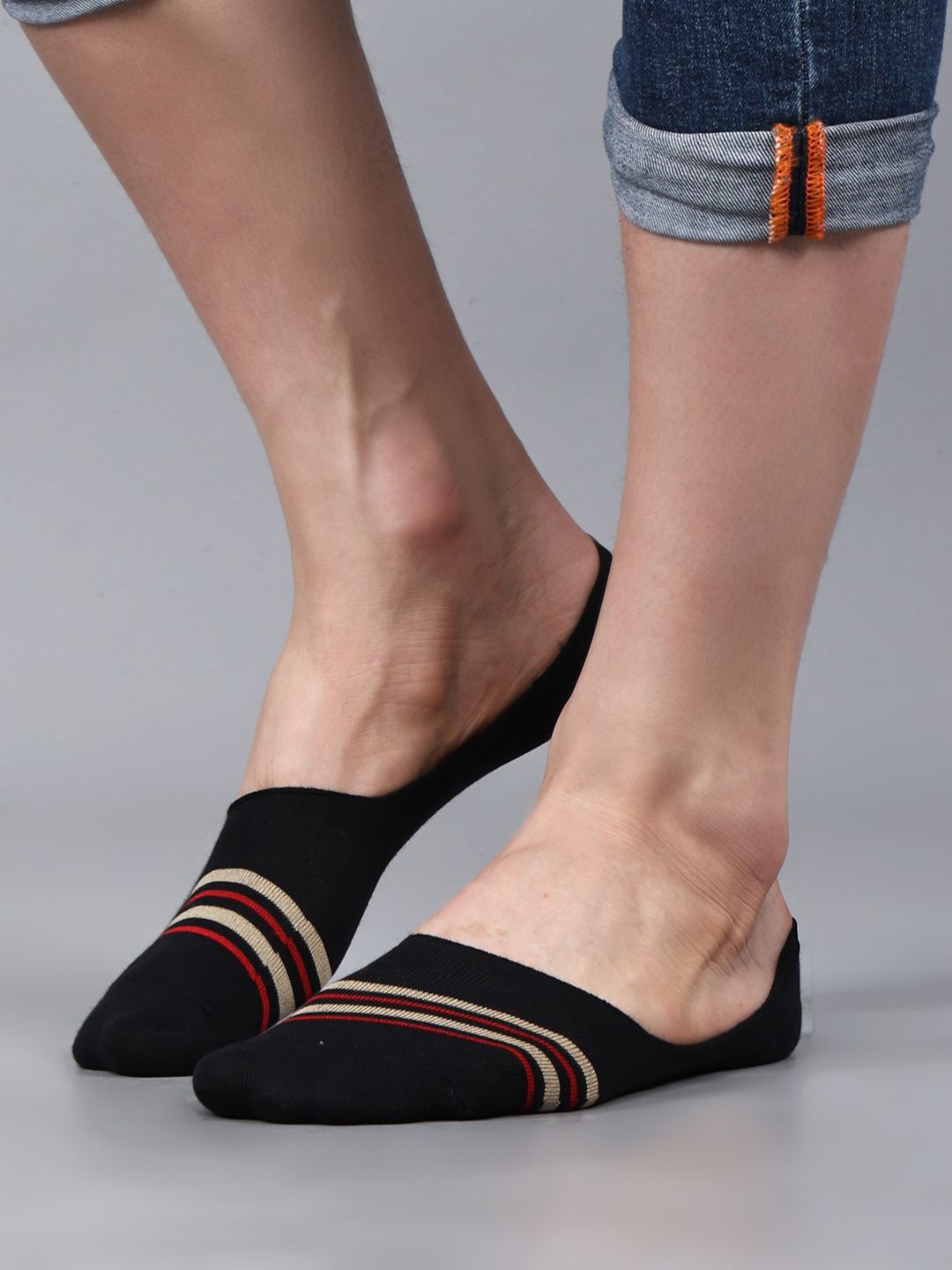 Force NXT Men Pack Of 3 Striped Shoe-Liner Socks