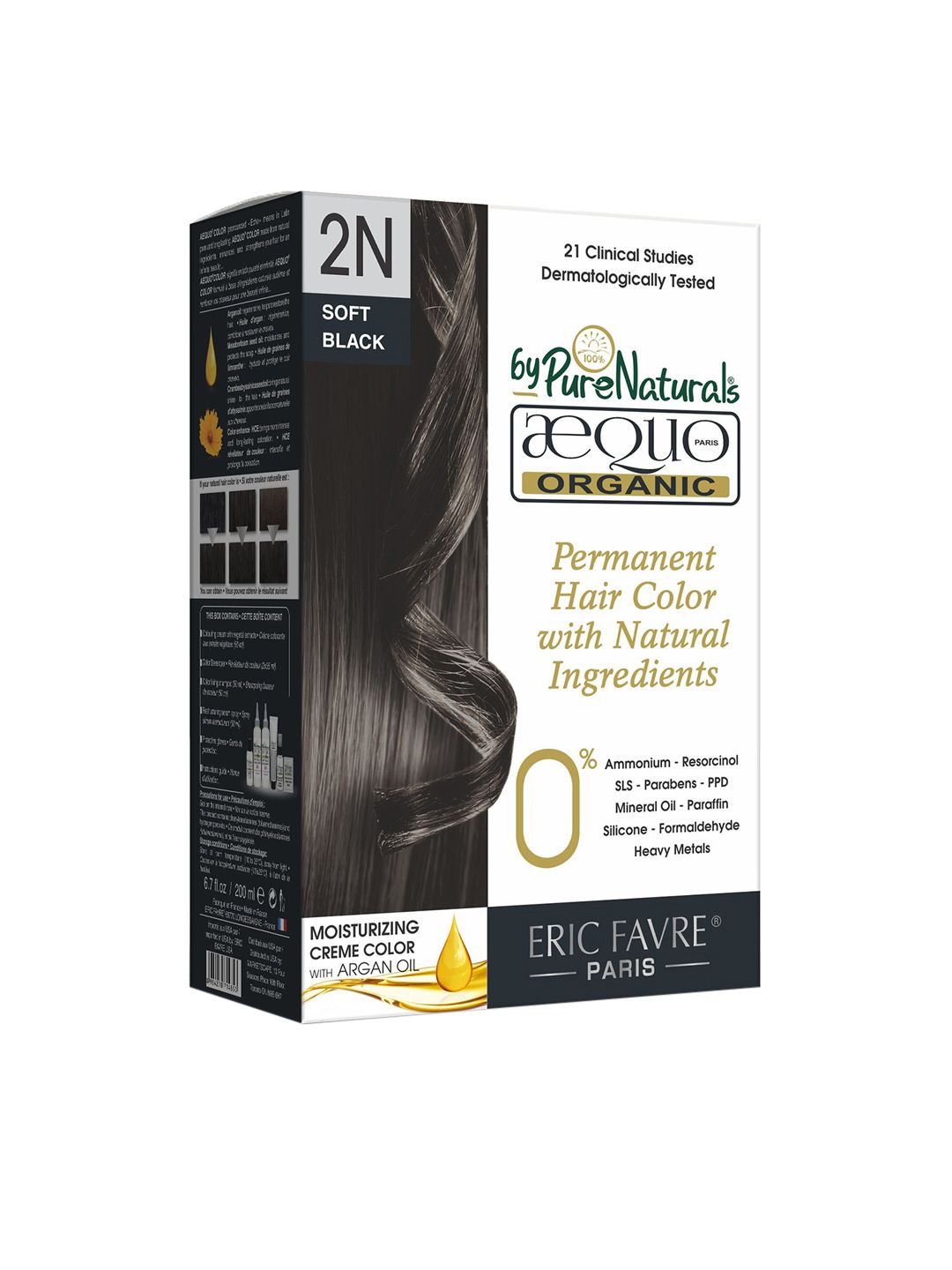 Aequo Organic Permanent Cream Hair Color 200 ml - Soft Black 2N