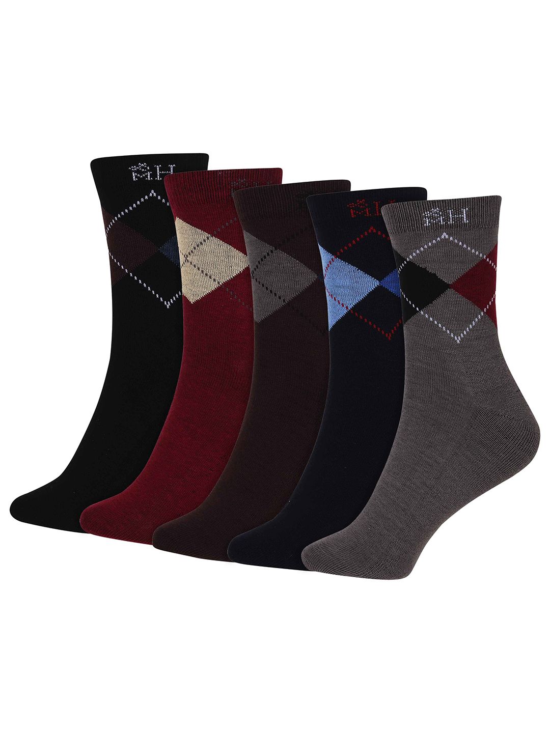Mast & Harbour Unisex Pack Of 5 Patterned Above Ankle-length Socks