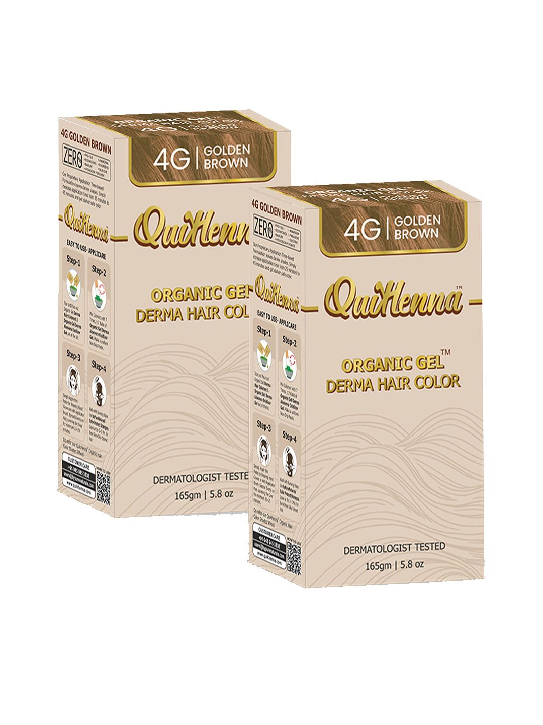 QUIKHENNA Organic Gel Set Of 2 Derma Hair Colour 165 g Each- Golden Brown