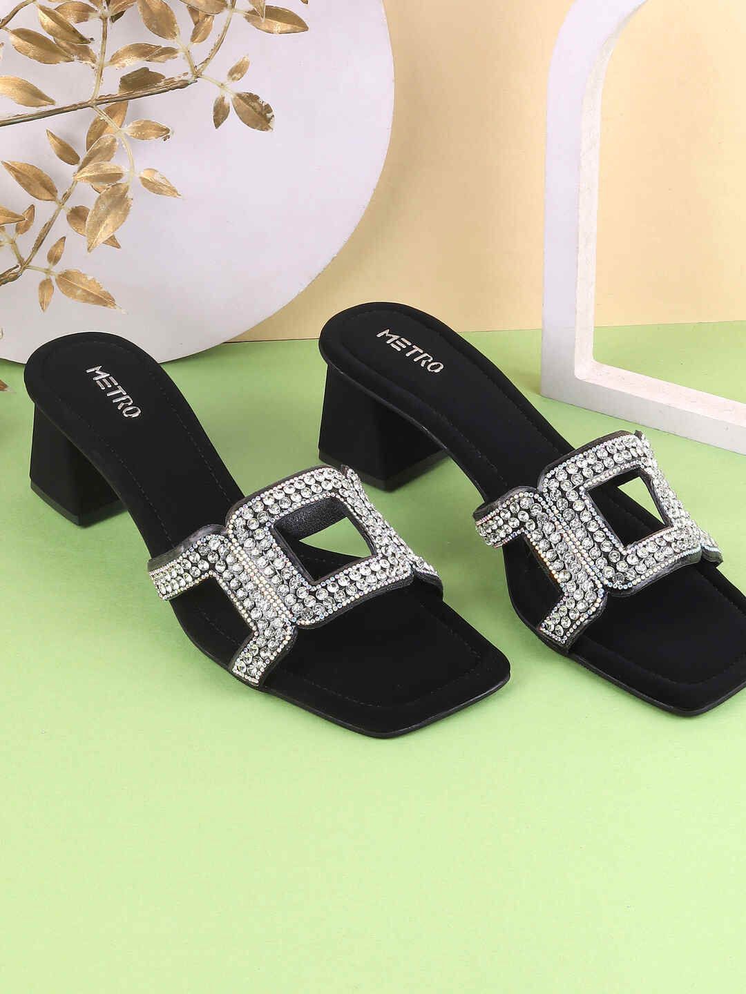 Metro Stone Embellished Block Mules