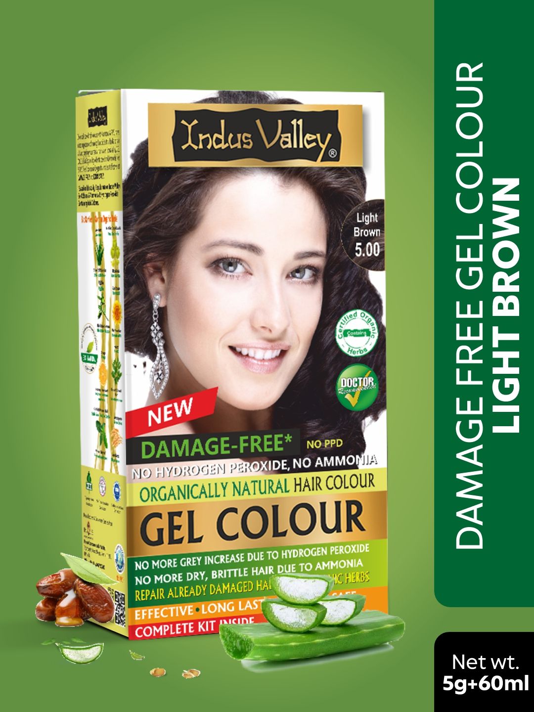 Indus valley Damage Free Gel Hair Colour Trial Pack 65 g - Light Brown