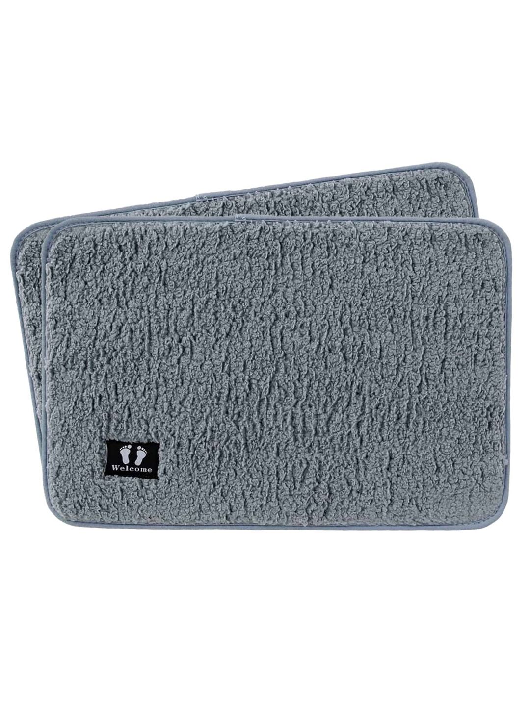 Kuber Industries 2 Pieces Grey 240GSM Anti Skid Bath Rugs