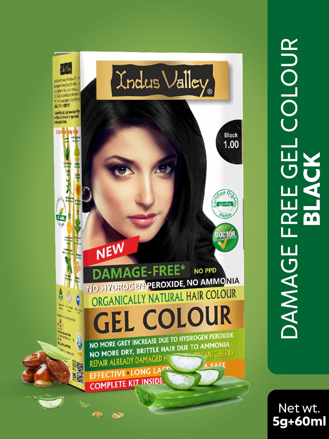 Indus Valley Damage Free Gel Hair Colour 65 g - Black