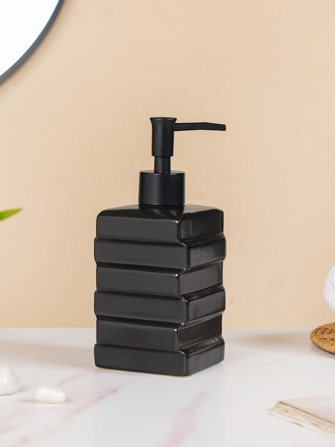 Nestasia Black Textured Ceramic Soap Dispenser 450ml