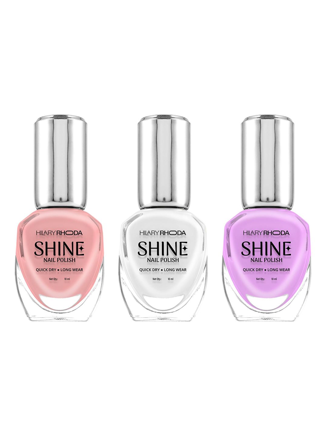 Hilary Rhoda Mirror Shine Set Of 3 Long Wear Nail Polish- 10ml Each- Pearly Petals Set CO9