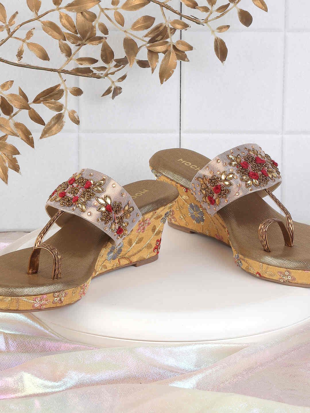 Mochi Women Embellished Wedge Heel Sandals