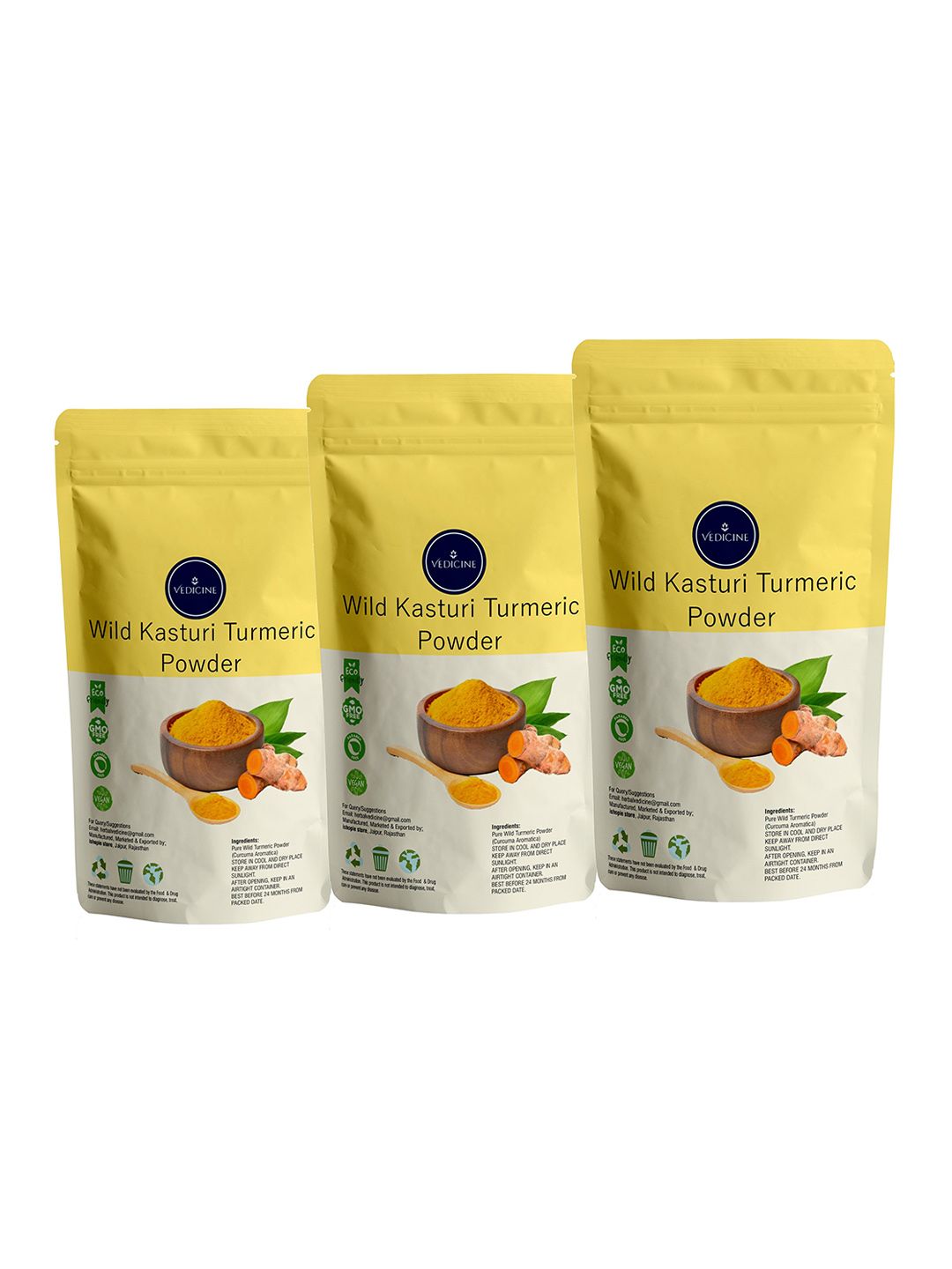 VEDICINE Set Of 3 Wild Kasturi Turmeric Face Pack- 100 g Each